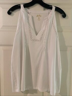 Lilly Pulitzer White Eyelet V-Neck Tank